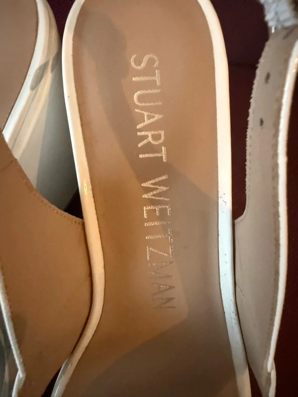 Stuart Weitzman Cream Patent Leather Platform Wedge Sandals - Picture 3 of 12
